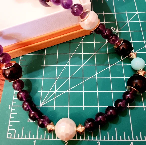 Daniel Espinosa Beautiful Mulit Stone Necklace Tourquiose Amethyst Pearl NIB